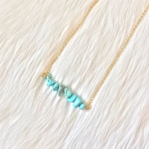 Turquoise Bar Necklace in Gold